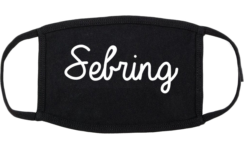 Sebring Florida FL Script Cotton Face Mask Black
