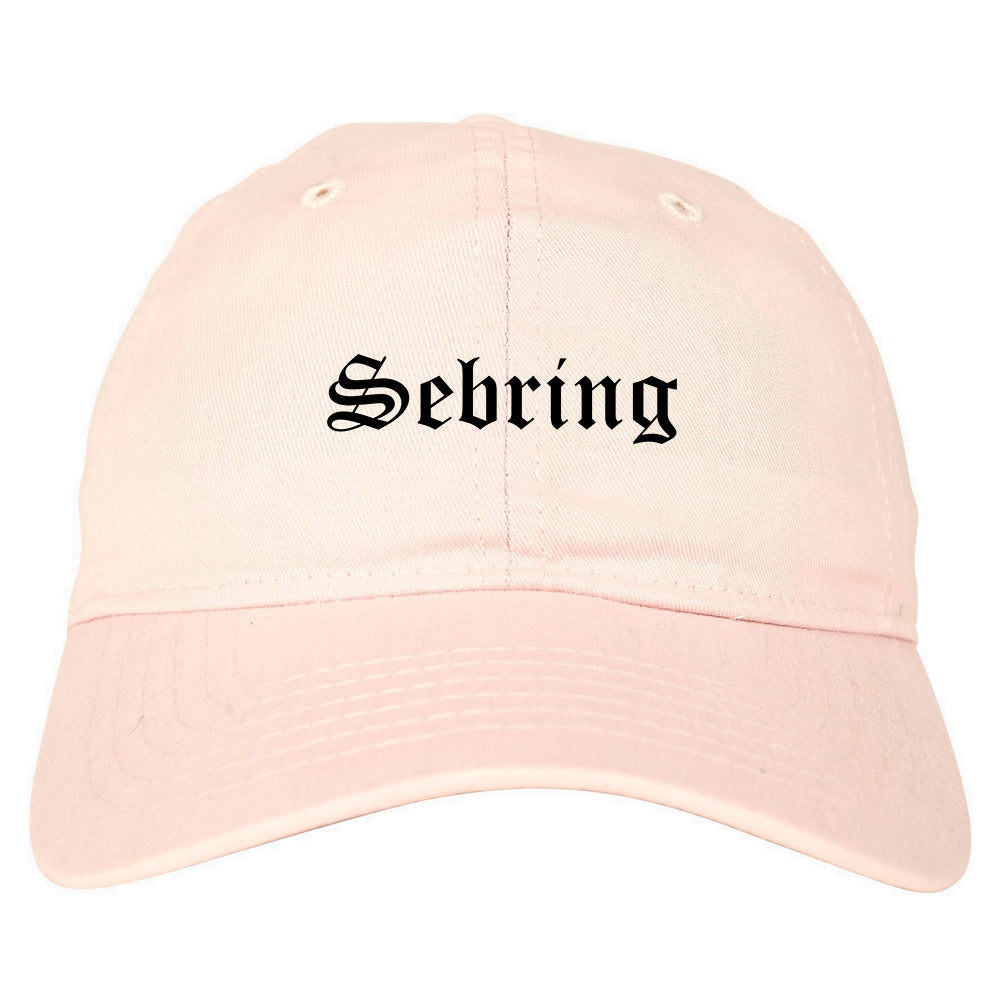 Sebring Ohio OH Old English Mens Dad Hat Baseball Cap Pink