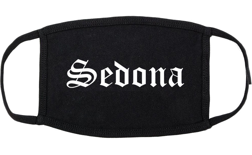 Sedona Arizona AZ Old English Cotton Face Mask Black