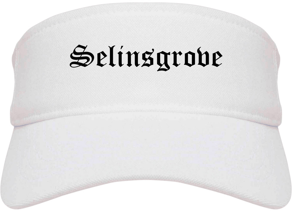 Selinsgrove Pennsylvania PA Old English Mens Visor Cap Hat White