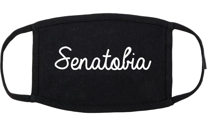 Senatobia Mississippi MS Script Cotton Face Mask Black