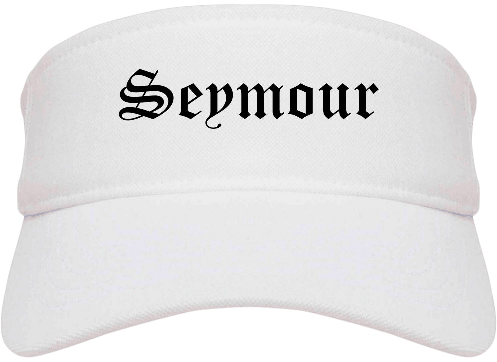 Seymour Indiana IN Old English Mens Visor Cap Hat White