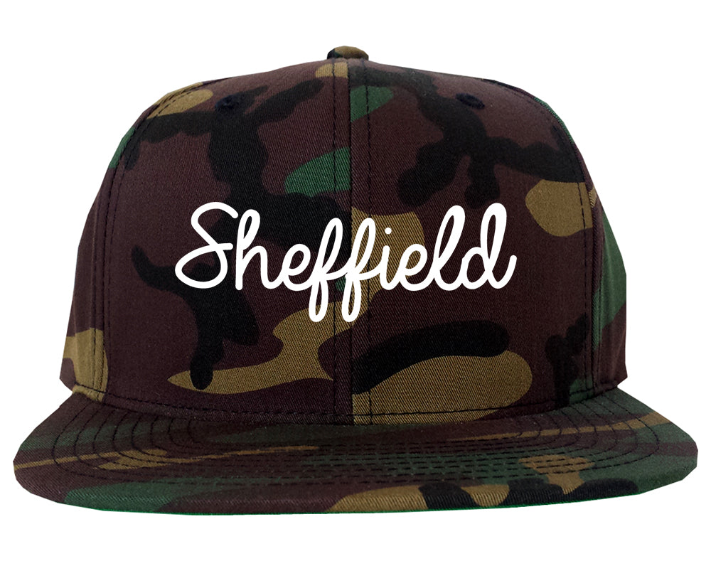 Sheffield Alabama AL Script Mens Snapback Hat Army Camo