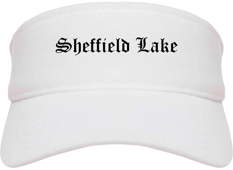 Sheffield Lake Ohio OH Old English Mens Visor Cap Hat White