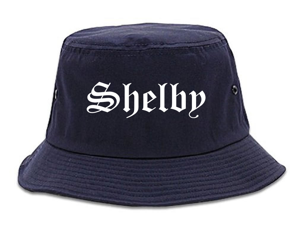 Shelby Ohio OH Old English Mens Bucket Hat Navy Blue