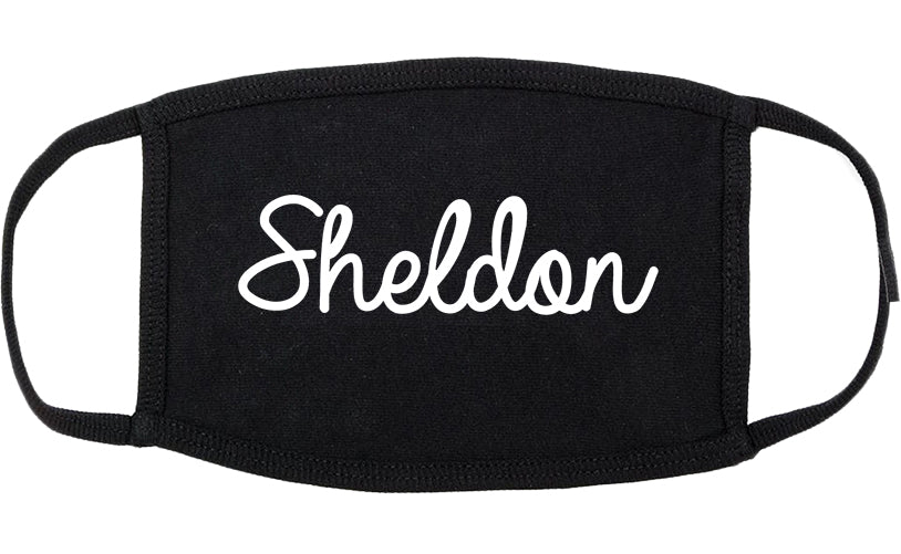 Sheldon Iowa IA Script Cotton Face Mask Black