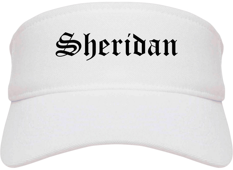 Sheridan Arkansas AR Old English Mens Visor Cap Hat White