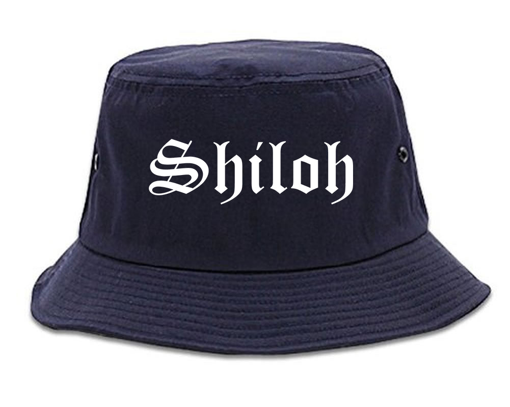 Shiloh Illinois IL Old English Mens Bucket Hat Navy Blue