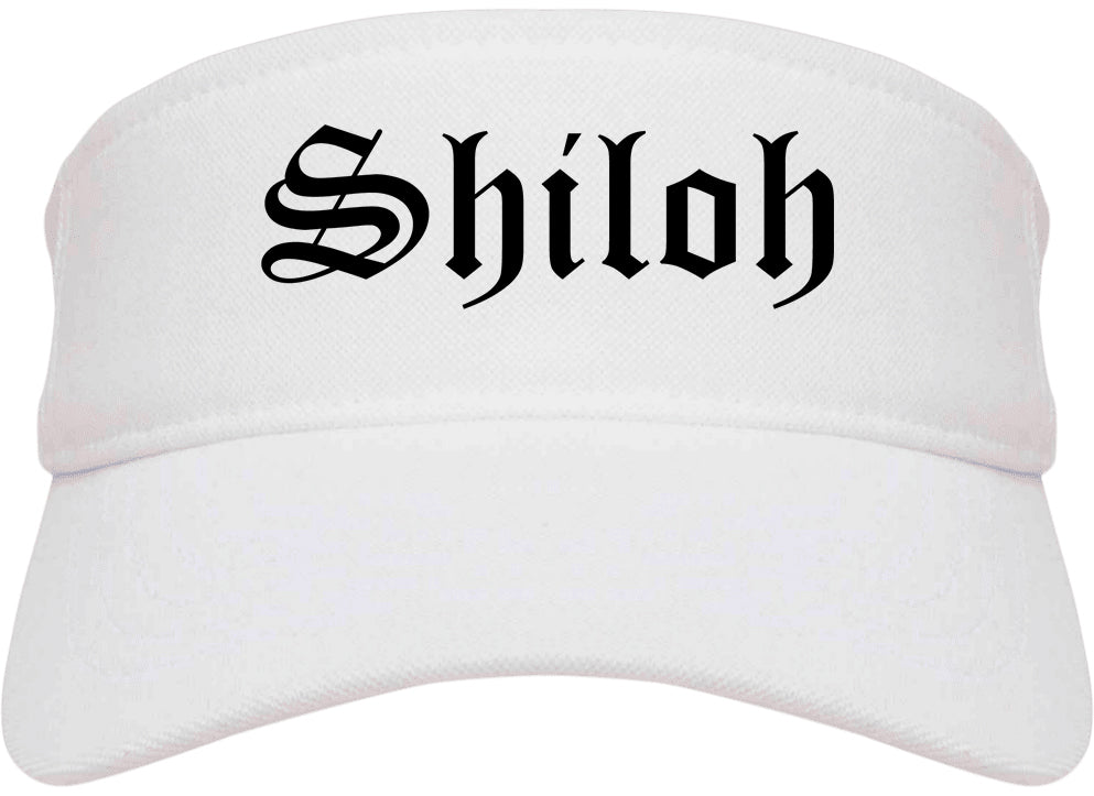 Shiloh Illinois IL Old English Mens Visor Cap Hat White