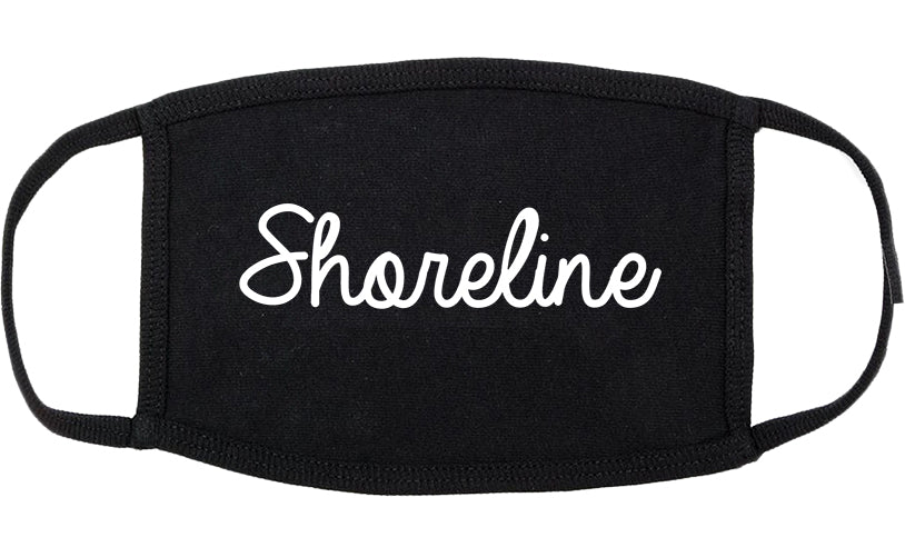 Shoreline Washington WA Script Cotton Face Mask Black
