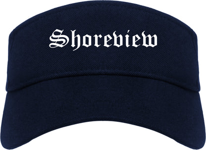 Shoreview Minnesota MN Old English Mens Visor Cap Hat Navy Blue