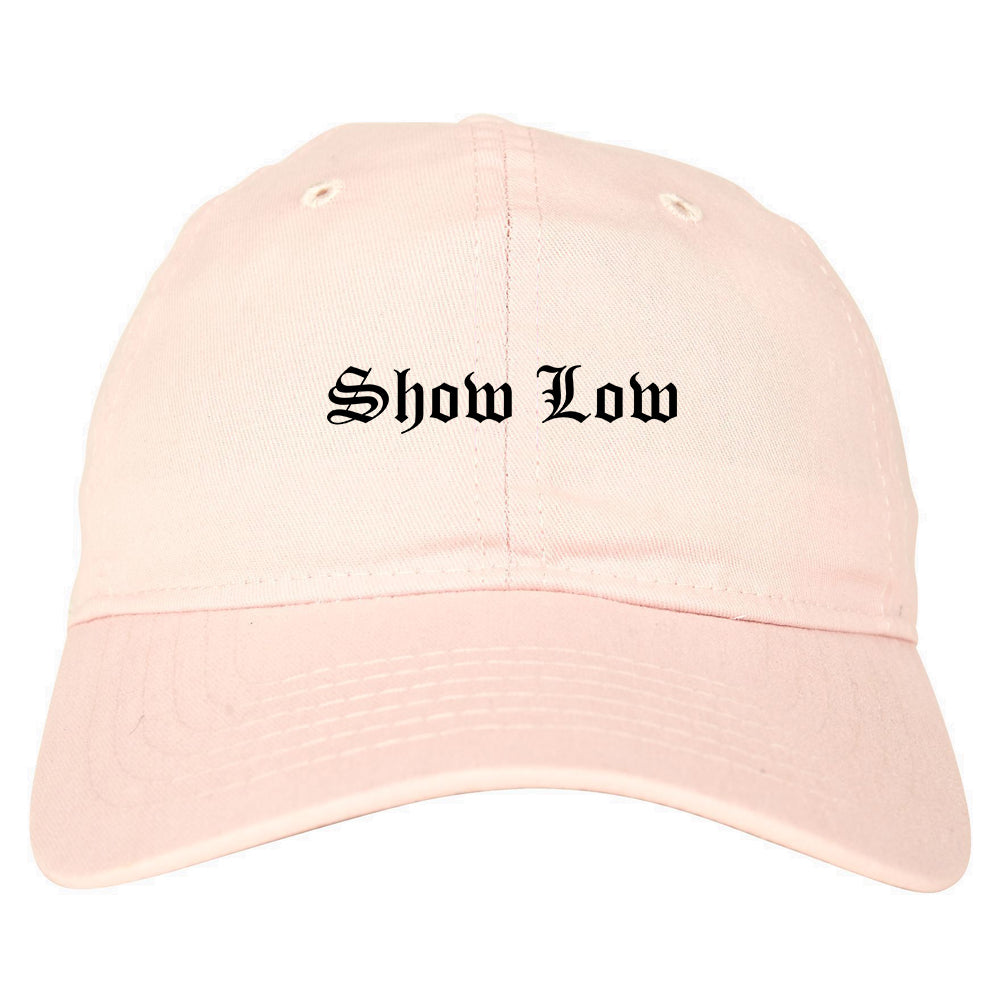 Show Low Arizona AZ Old English Mens Dad Hat Baseball Cap Pink