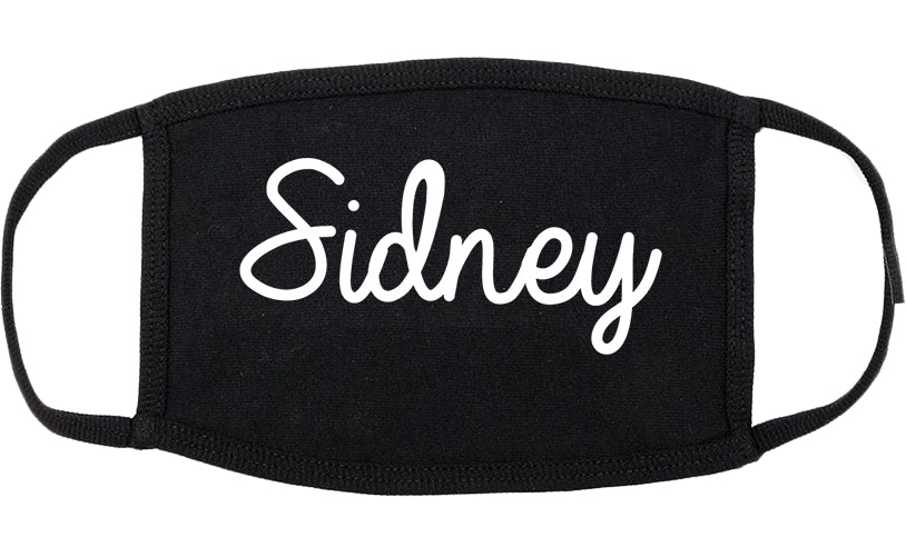 Sidney Montana MT Script Cotton Face Mask Black