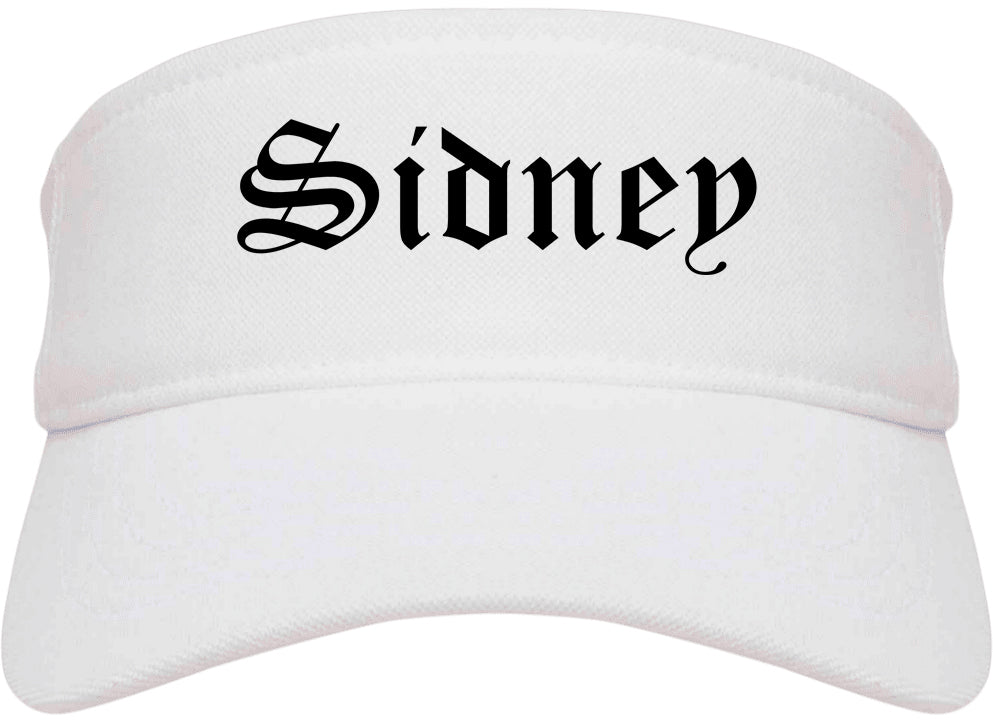 Sidney Ohio OH Old English Mens Visor Cap Hat White