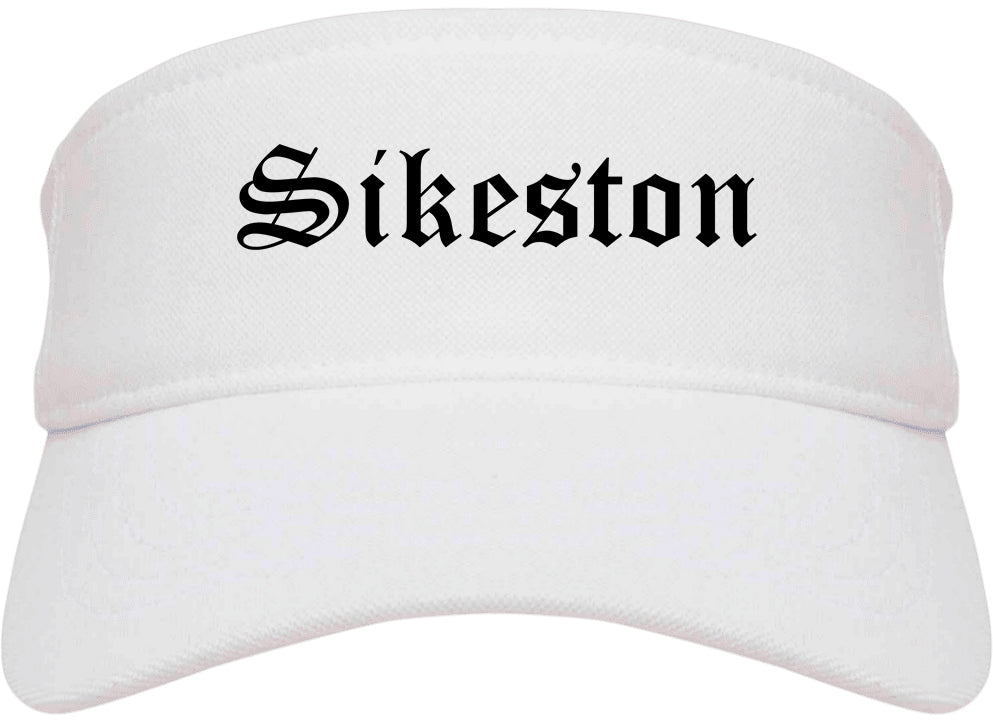 Sikeston Missouri MO Old English Mens Visor Cap Hat White
