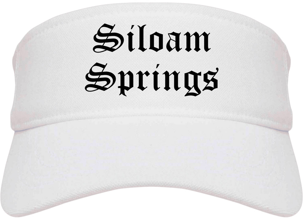 Siloam Springs Arkansas AR Old English Mens Visor Cap Hat White