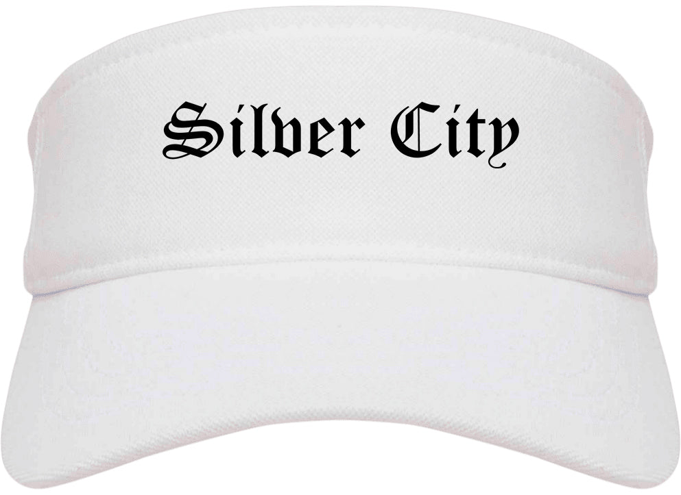 Silver City New Mexico NM Old English Mens Visor Cap Hat White