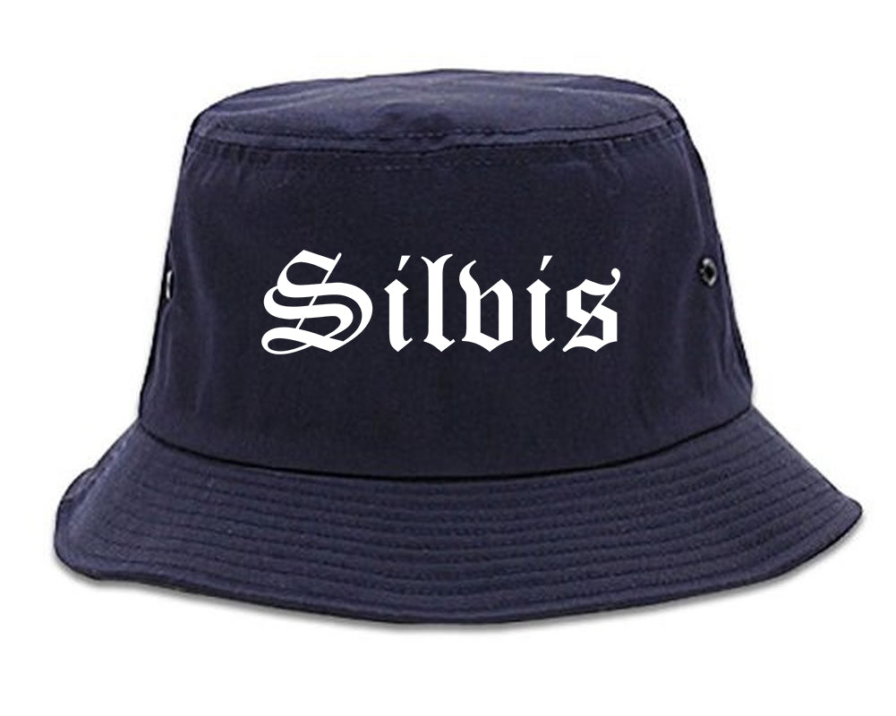 Silvis Illinois IL Old English Mens Bucket Hat Navy Blue