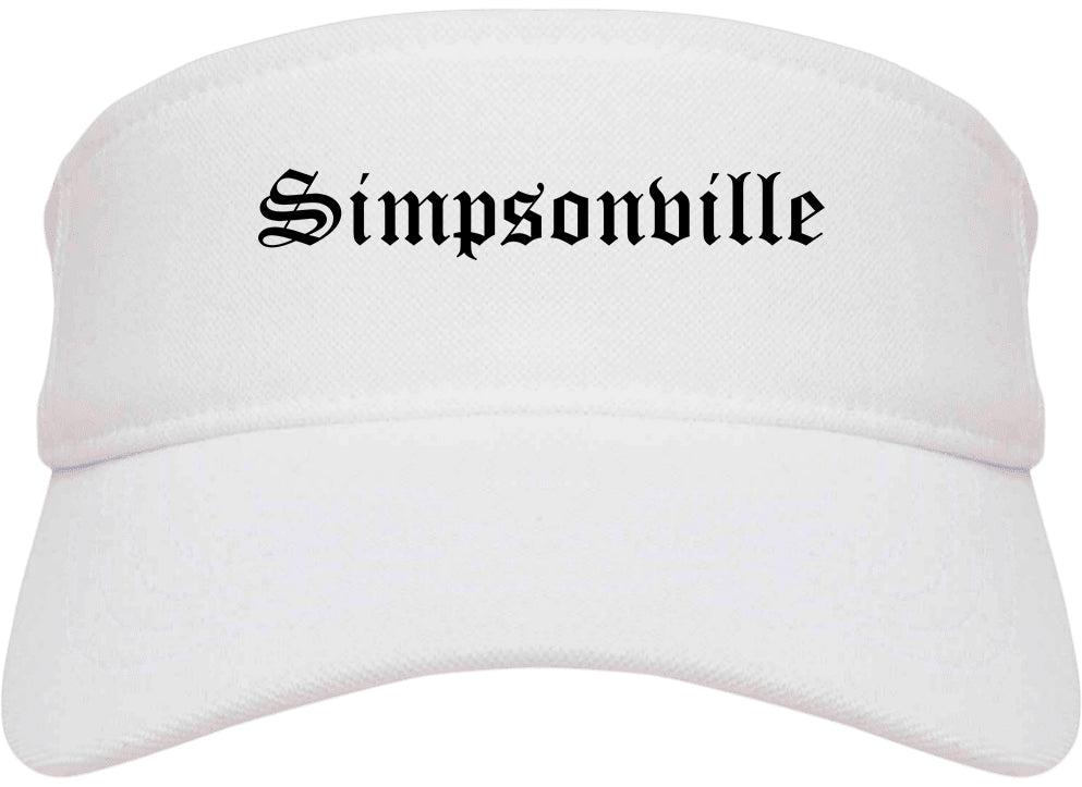 Simpsonville South Carolina SC Old English Mens Visor Cap Hat White