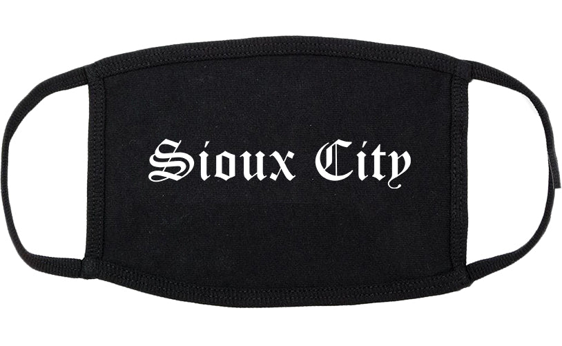 Sioux City Iowa IA Old English Cotton Face Mask Black