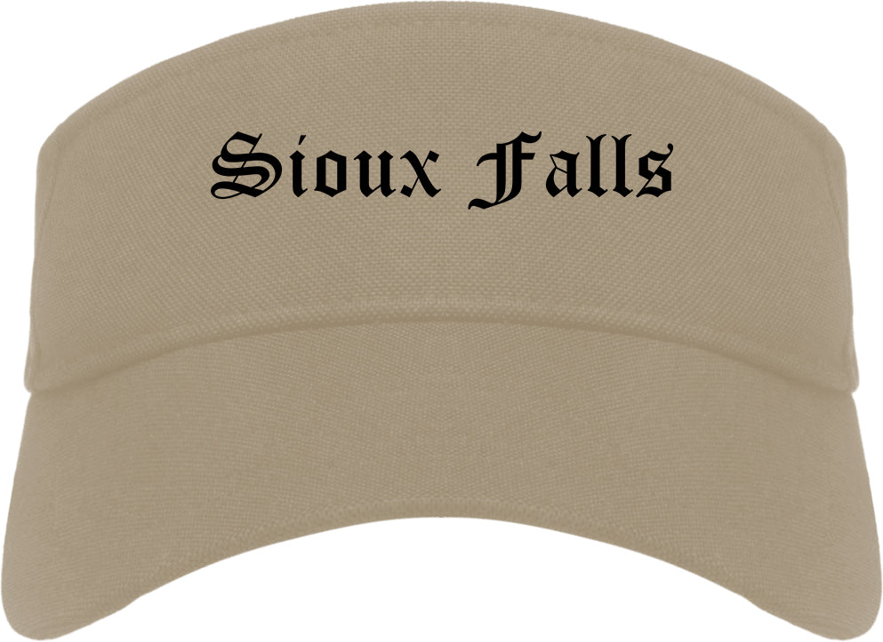 Sioux Falls South Dakota SD Old English Mens Visor Cap Hat Khaki