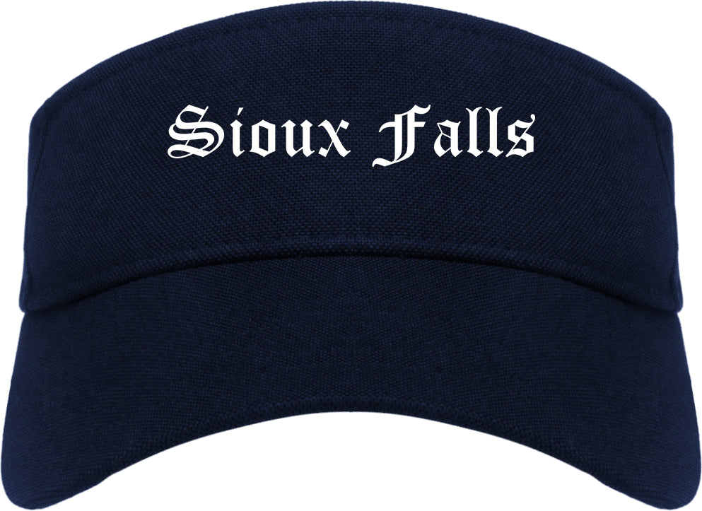 Sioux Falls South Dakota SD Old English Mens Visor Cap Hat Navy Blue