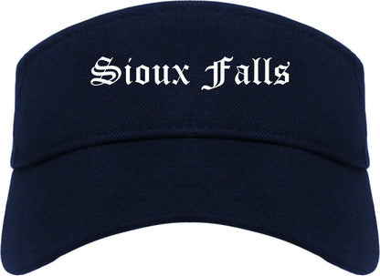 Sioux Falls South Dakota SD Old English Mens Visor Cap Hat Navy Blue