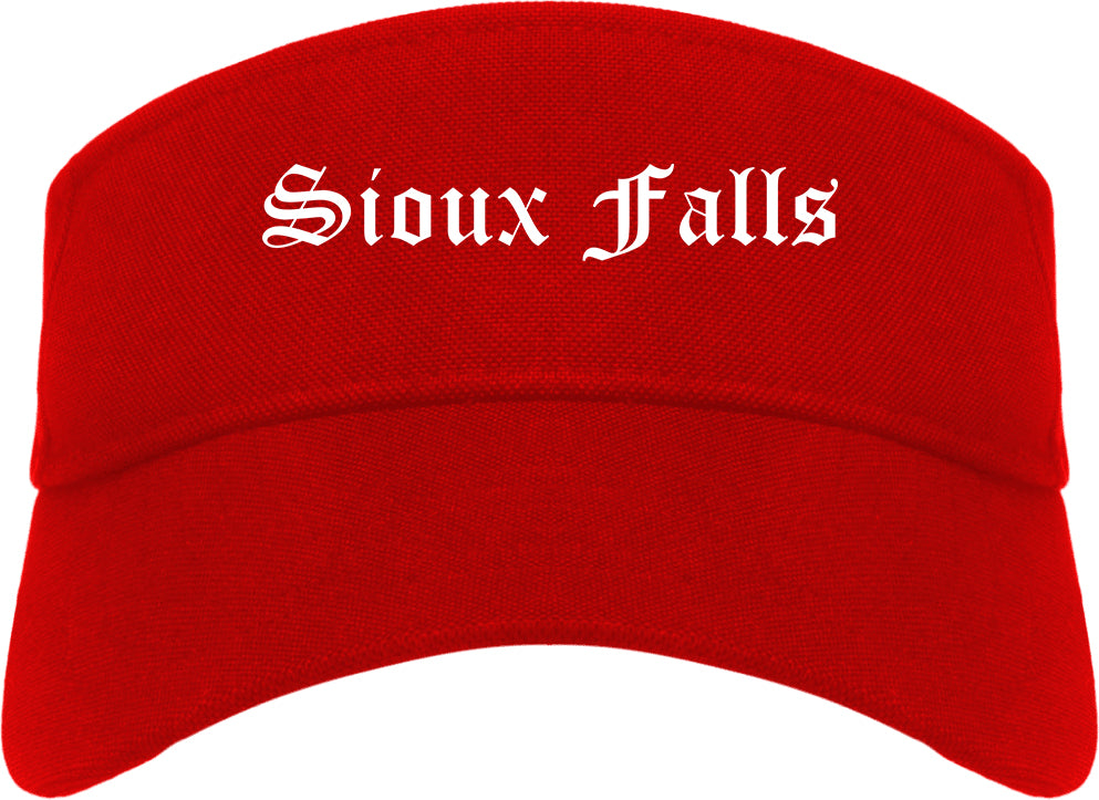 Sioux Falls South Dakota SD Old English Mens Visor Cap Hat Red