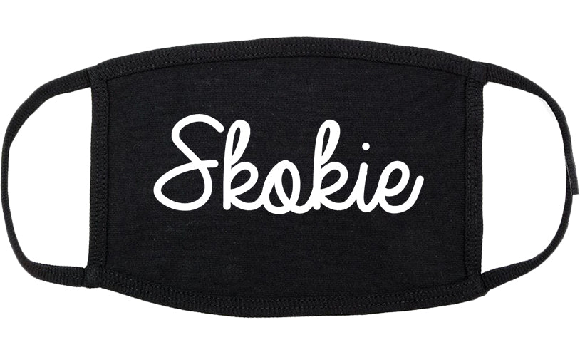 Skokie Illinois IL Script Cotton Face Mask Black