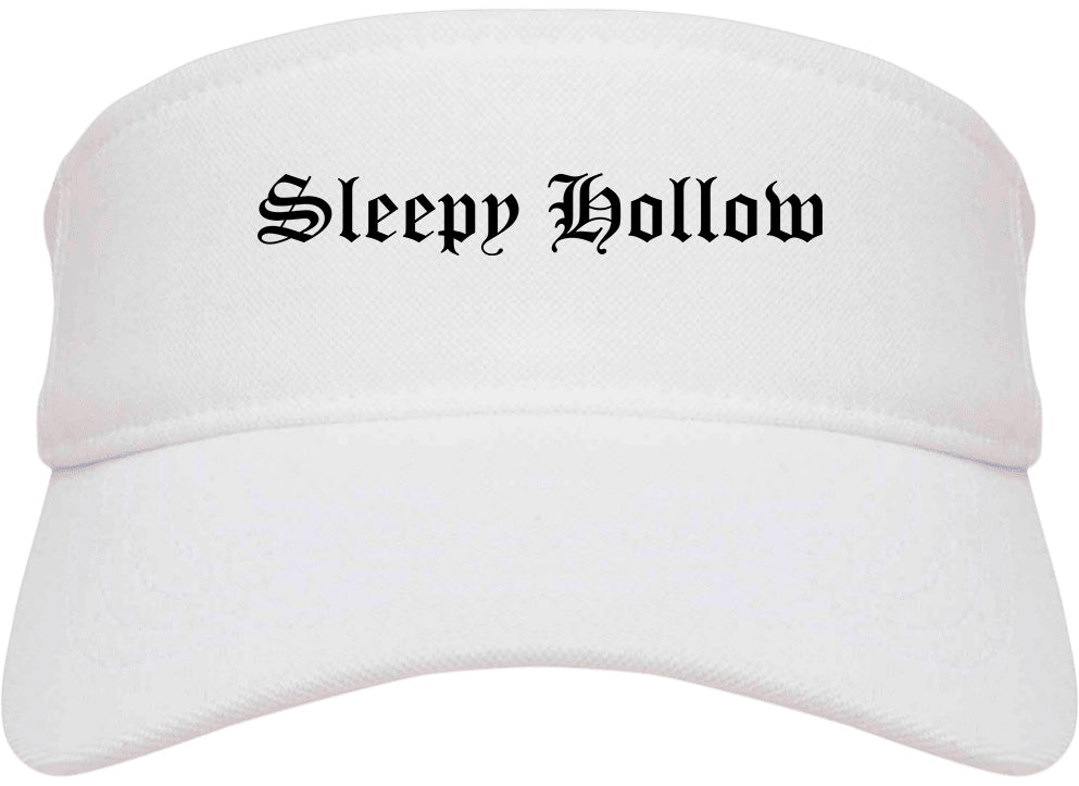 Sleepy Hollow New York NY Old English Mens Visor Cap Hat White