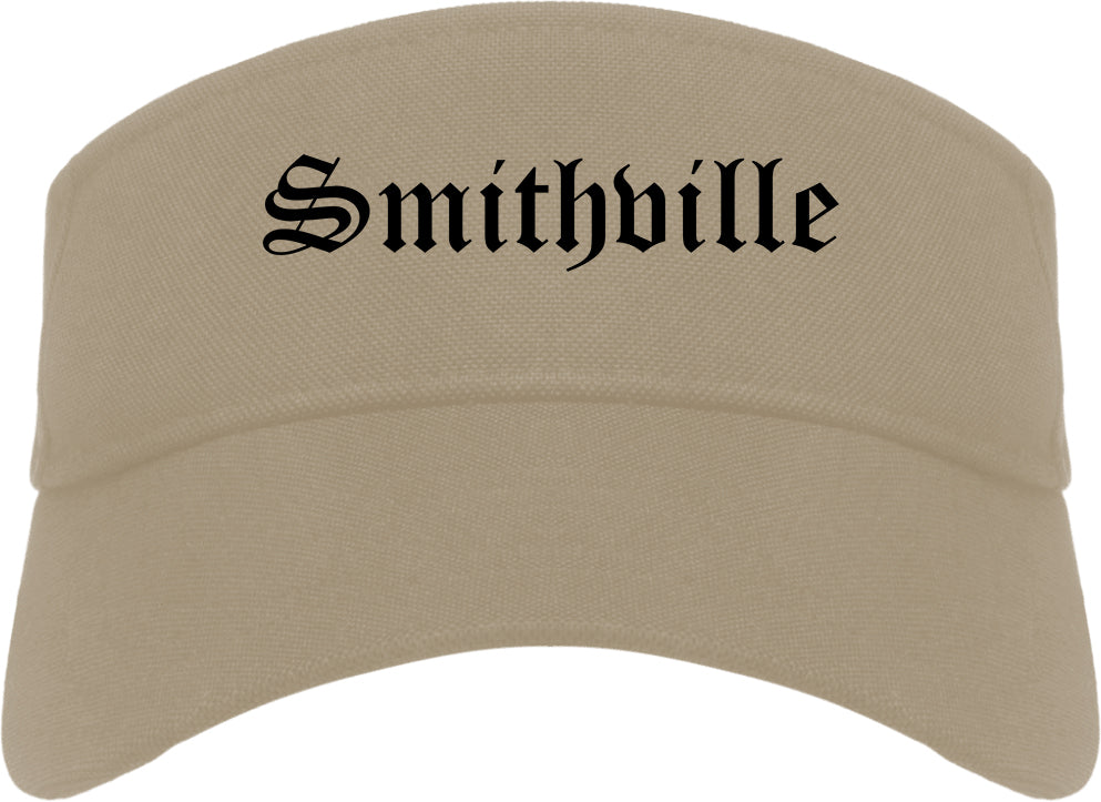 Smithville Missouri MO Old English Mens Visor Cap Hat Khaki