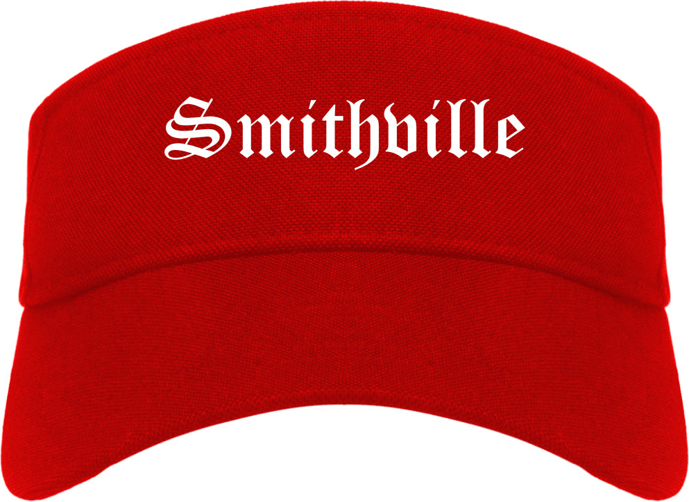 Smithville Missouri MO Old English Mens Visor Cap Hat Red