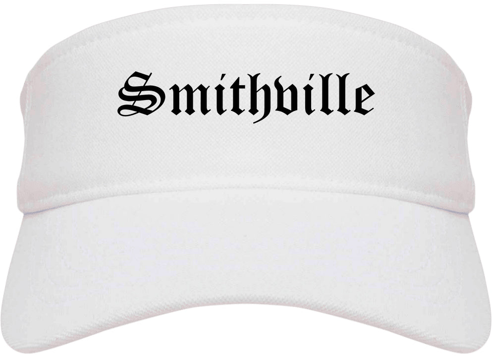 Smithville Missouri MO Old English Mens Visor Cap Hat White