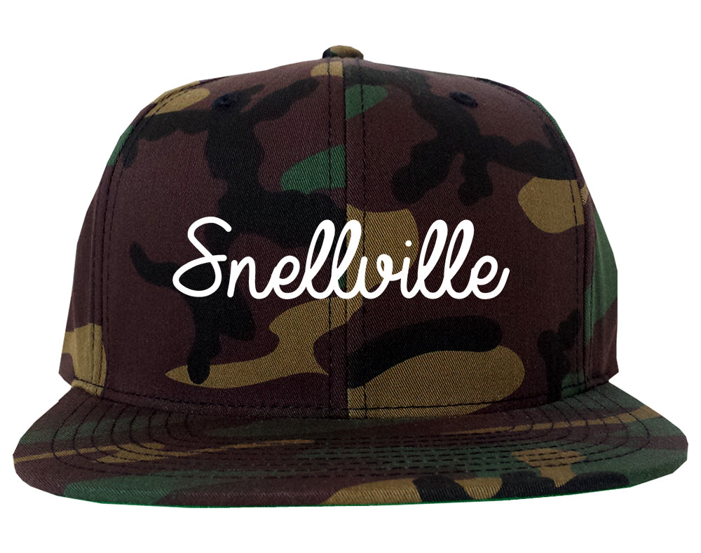 Snellville Georgia GA Script Mens Snapback Hat Army Camo