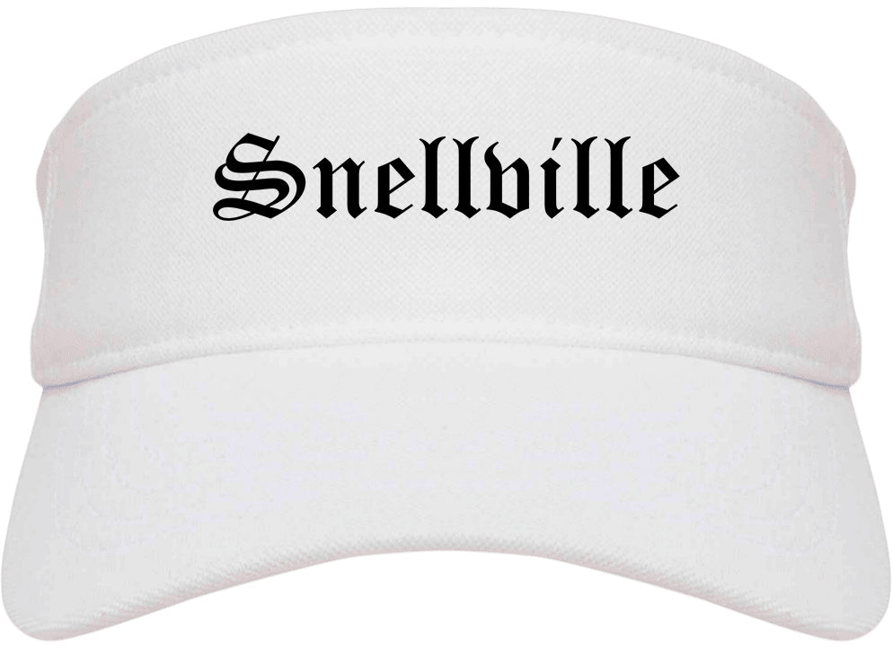 Snellville Georgia GA Old English Mens Visor Cap Hat White