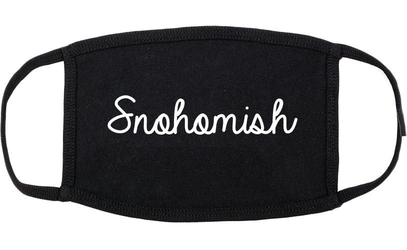 Snohomish Washington WA Script Cotton Face Mask Black