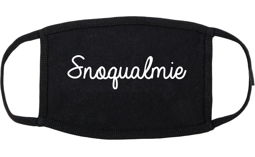 Snoqualmie Washington WA Script Cotton Face Mask Black