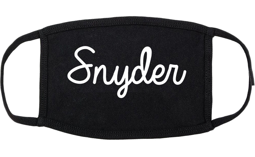 Snyder Texas TX Script Cotton Face Mask Black