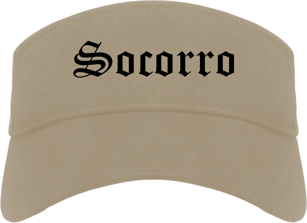 Socorro Texas TX Old English Mens Visor Cap Hat Khaki