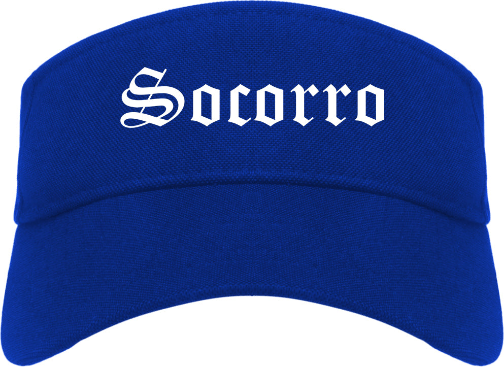 Socorro Texas TX Old English Mens Visor Cap Hat Royal Blue