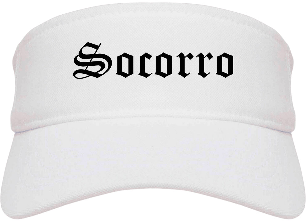 Socorro Texas TX Old English Mens Visor Cap Hat White