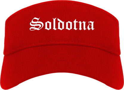 Soldotna Alaska AK Old English Mens Visor Cap Hat Red