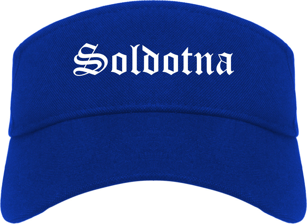 Soldotna Alaska AK Old English Mens Visor Cap Hat Royal Blue