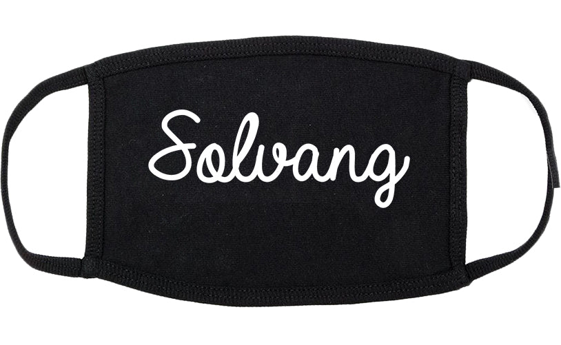Solvang California CA Script Cotton Face Mask Black