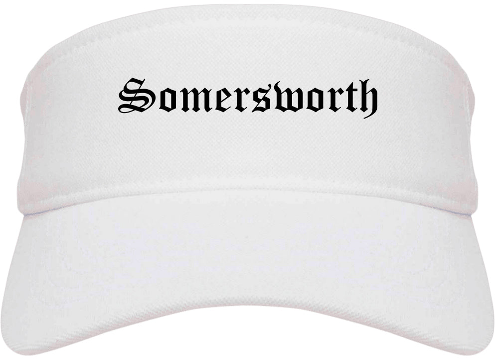 Somersworth New Hampshire NH Old English Mens Visor Cap Hat White