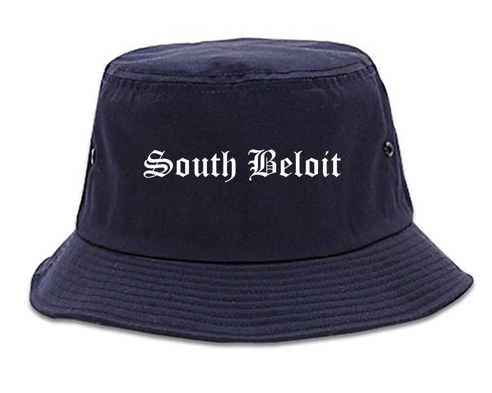 South Beloit Illinois IL Old English Mens Bucket Hat Navy Blue
