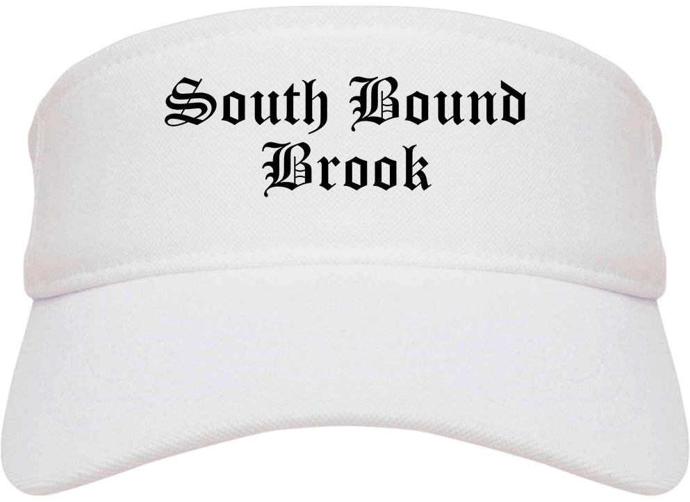 South Bound Brook New Jersey NJ Old English Mens Visor Cap Hat White