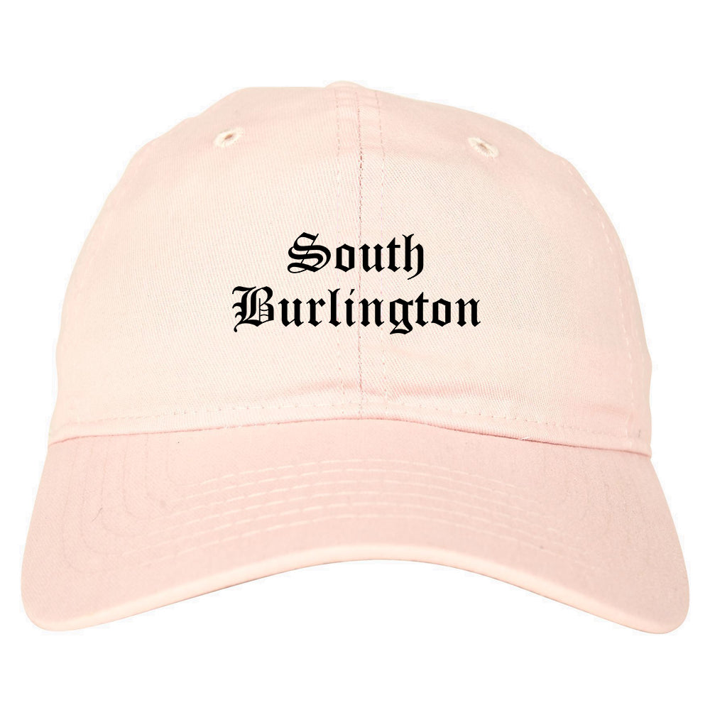 South Burlington Vermont VT Old English Mens Dad Hat Baseball Cap Pink