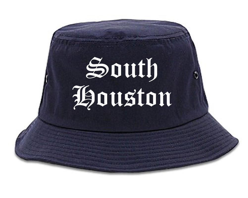 South Houston Texas TX Old English Mens Bucket Hat Navy Blue