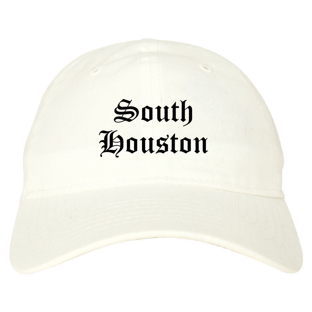 South Houston Texas TX Old English Mens Dad Hat Baseball Cap White